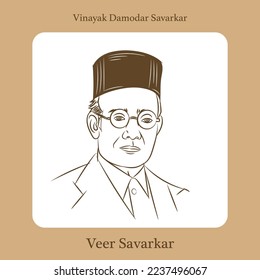 Vinayak Damodar Savarkar ilustración de línea de vector