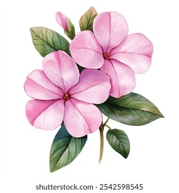 vinca delight flower watercolor clipart illustration