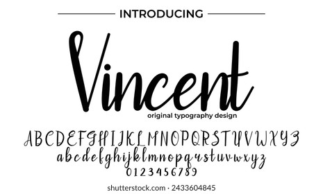 Vincent Font Stylish brush painted an uppercase vector letters, alphabet, typeface