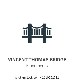 Vincent thomas bridge glyph icon vector on white background. Flat vector vincent thomas bridge icon symbol sign from modern monuments collection for mobile concept and web apps design.