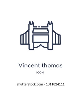 vincent thomas bridge icon from monuments outline collection. Thin line vincent thomas bridge icon isolated on white background.