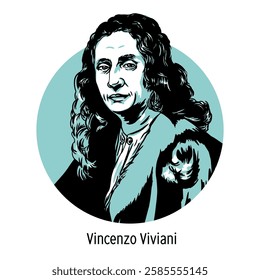 Vincenzo Viviani was an Italian physicist and mathematician, a student of Galileo and Torricelli, and the author of the first biography of Galileo. Hand drawn vector illustration