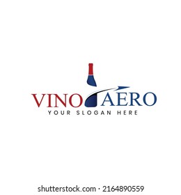 Vine Aero Vector stock logo, abstract wine vector template. Illustration design of elegant logotype wine store and Travel Agency  background. Vector icon for Travel