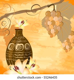 vine with an ancient jug grunge