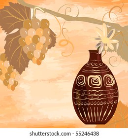 vine with an ancient jug grunge