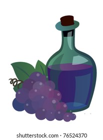 vine bottle and grapes