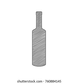 Vine bottle icon. Vector. Shaded gray icon on white background. Isolated.