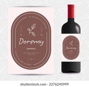 Vine bottle label elegant style vector