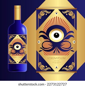 Etiqueta del frasco de Vino vectorial de estilo moderno