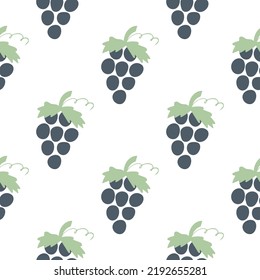 Vine branches with blue berries seamless pattern. Berry simple repeat background. Food print for textile, packaging, paper and design vector illustration