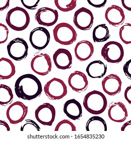 El círculo de la línea de tinta de color vicioso es un patrón sin fisuras. Trazado manual de la línea redonda textura transparente. Ilustración decorativa, buena para imprimir. Excelente para etiquetas, impresión, embalaje, tela. 