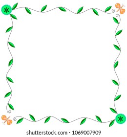 Vine creeper frame leaves and butterflies.