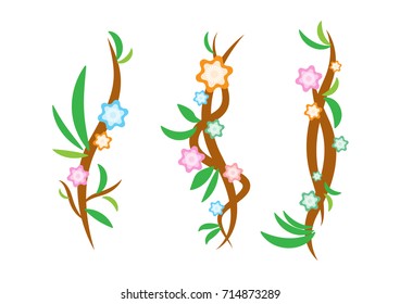 vine design with flower and leaf, colorful vector theme