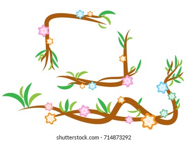 vine design with flower and leaf, colorful vector theme