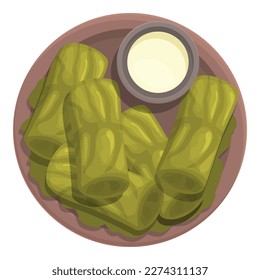 Vine dolma icon cartoon vector. Food cuisine. Meat menu