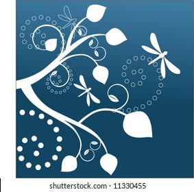 vine and dragon flies