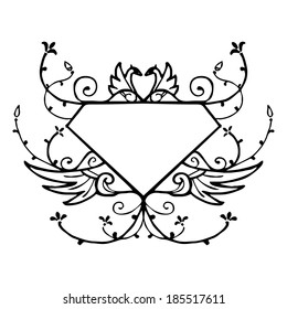 vine frame in diamon shape sketch vector