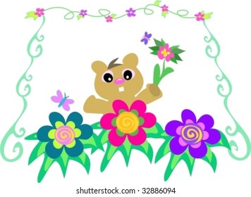 Vine Frame with Gopher Vector