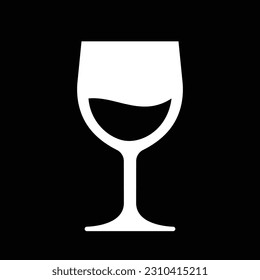 vine glass icon, black, vector illustration 