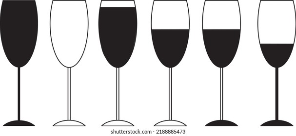Vine glass icon vector collection