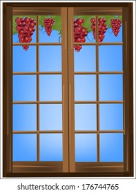 Vine and grapes outside the window