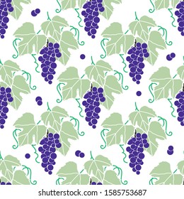 Vine grapes Seamless pattern illustration