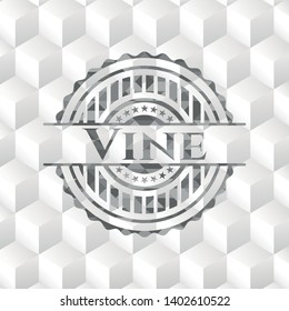 Vine grey badge with geometric cube white background