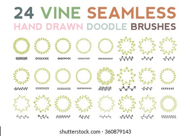 VINE hand drawn doodle seamless 24 different brushes which is perfectly align