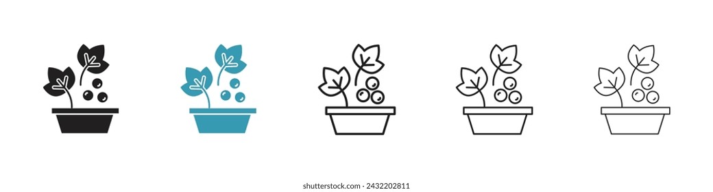 Vine Harvest Vector Icon Set. Berry Collection Vector Symbol for UI Design.