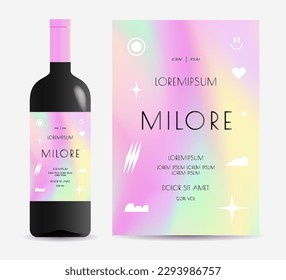 Vine label holography background bottle