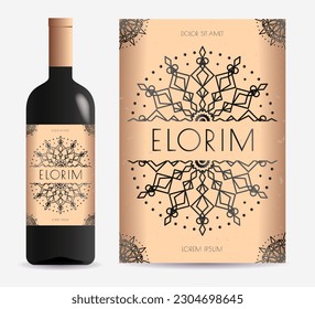 Vine label mandala black line style background