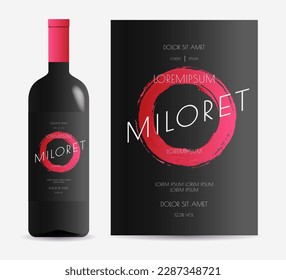Vine label red circle texture on black background