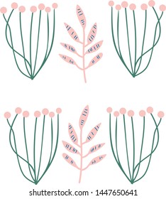 Vine leaf and floral elements editable and separable