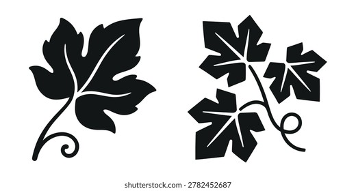 Vine leaf icon silhouette vector isolated illustration design