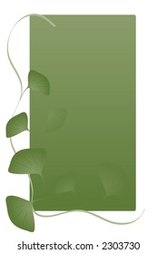 Vine and leaves frame a gradient green background over white.Vector.