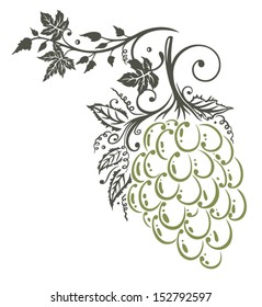 Vine leaves with grapes