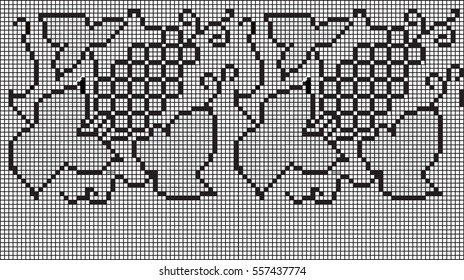 Vine with leaves and grapes pattern for embroidery