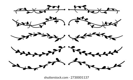Dibujo a mano del divisor de línea de vid para la colección de decoración del separador de diseño de texto. Ilustración vectorial