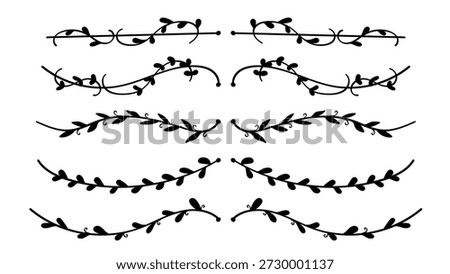 Vine line divider hand drawing for text layout separator decoration collection.Vector illustration