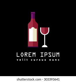 Vine logo icon flat. Restaurant. Menu vine. Flat design. Symbol for winemaker, liquor store, winery. Romantic evening.  Logo