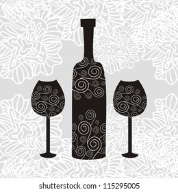 Vine pattern background vector illustration black and white
