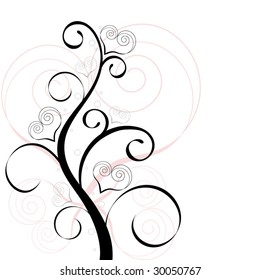 árbol de vid con corazones divertidos