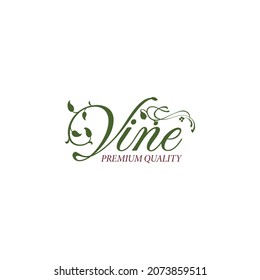 Vine typography with Ivy leaf logo design