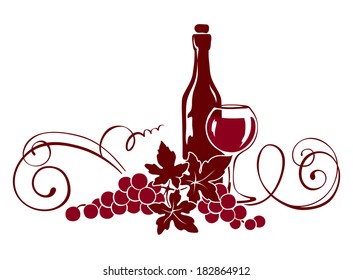 Vine and a wine bottle with swirl