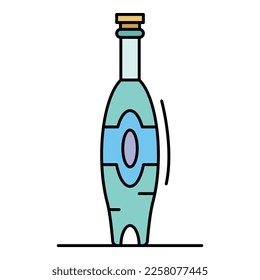 Vinegar bottle icon. Outline vinegar bottle vector icon color flat isolated on white