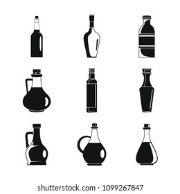 Vinegar bottle icons set. Simple illustration of 9 vinegar bottle icons for web