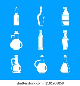Vinegar bottle icons set. Simple illustration of 9 vinegar bottle icons for web