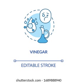 Vinegar concept icon. Spoiled wine sign, winetasting idea thin line illustration. Judging bad alcohol drink by strong acetic acid smell. Vector isolated outline RGB color drawing. Editable stroke