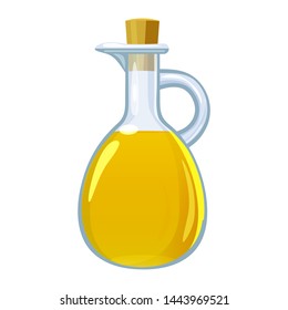 Vinegar In Glass Bottle. Vector Illustration Cartoon Flat Icon Isolated On White.