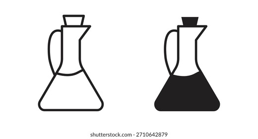 Icono de vinagre en un diseño de Vector de trazo negro y versión sólida plana sobre fondo blanco